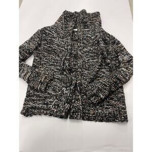 Women’s Woven Heart Open Sweater Cardigan, Multicolor, Knit